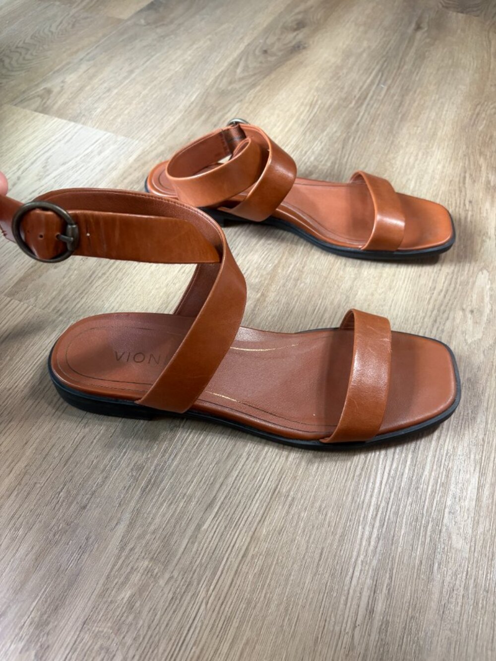 Vionic Anaya Ankle Strap Sandal size 9.5 espresso brown leather flats buckle - Picture 4 of 9